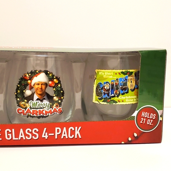 National Lampoon's Christmas Vacation Curved Table Glass 4-Pack Holds 21oz NEW - Picture 2 of 5